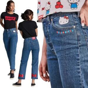 Levi’s x Hello Kitty Ribcage Straight Ankle Jean Button Fly Denim Blue 28